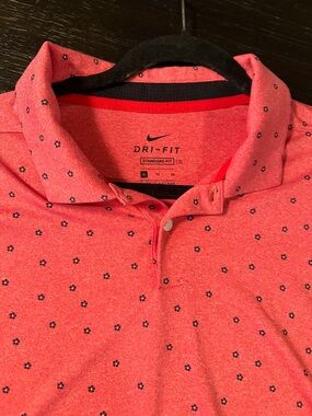 Nike Men's Coral Red Micro-Print Dri-FIT Polo size XL excellent condition